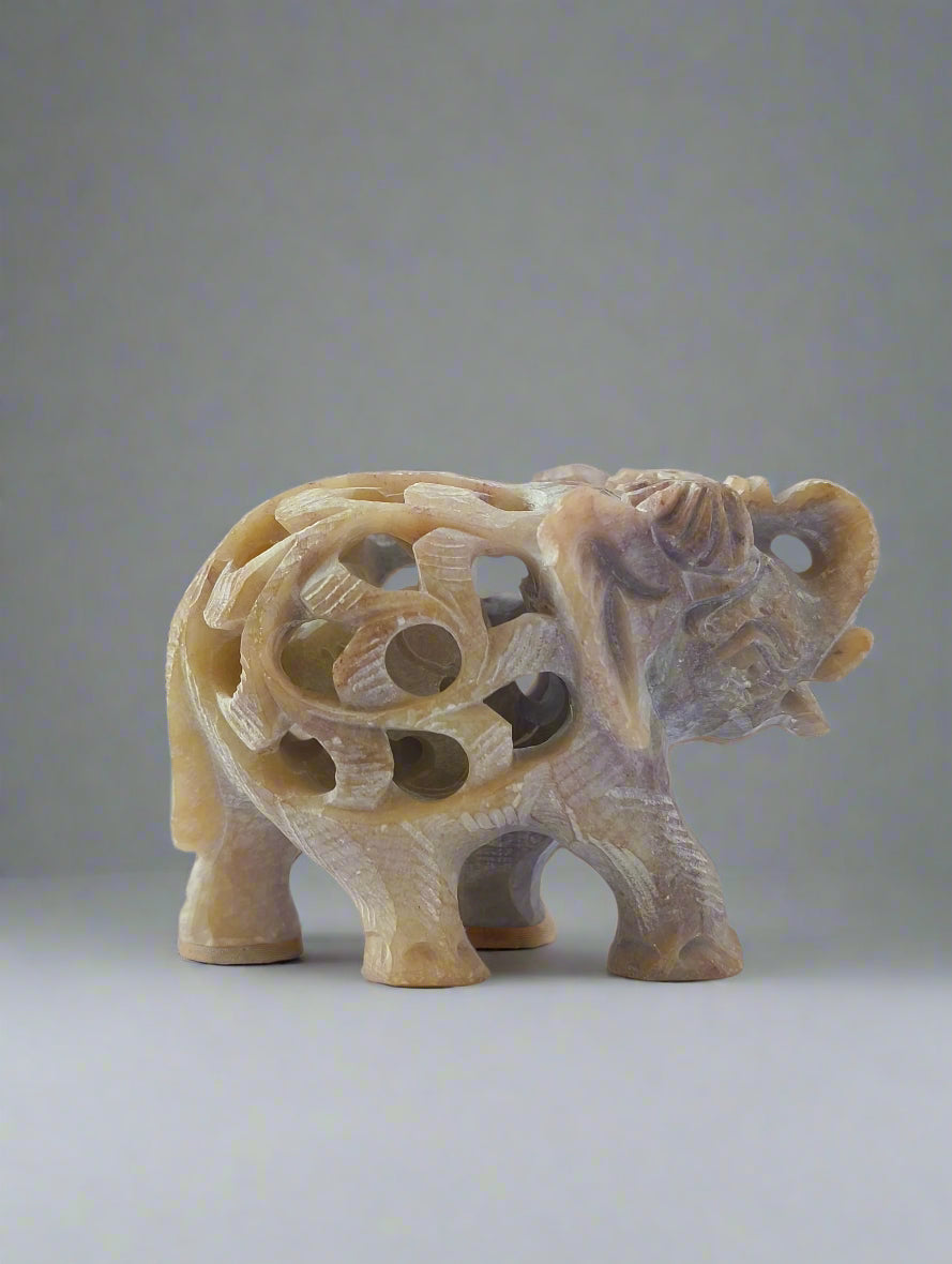 Anay – Hand-Carved Baby Elephant in Soft Stone | CRAFTO Banaras