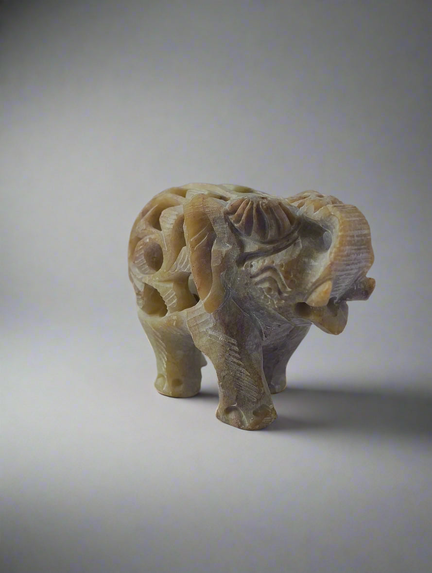 Anay – Hand-Carved Baby Elephant in Soft Stone | CRAFTO Banaras