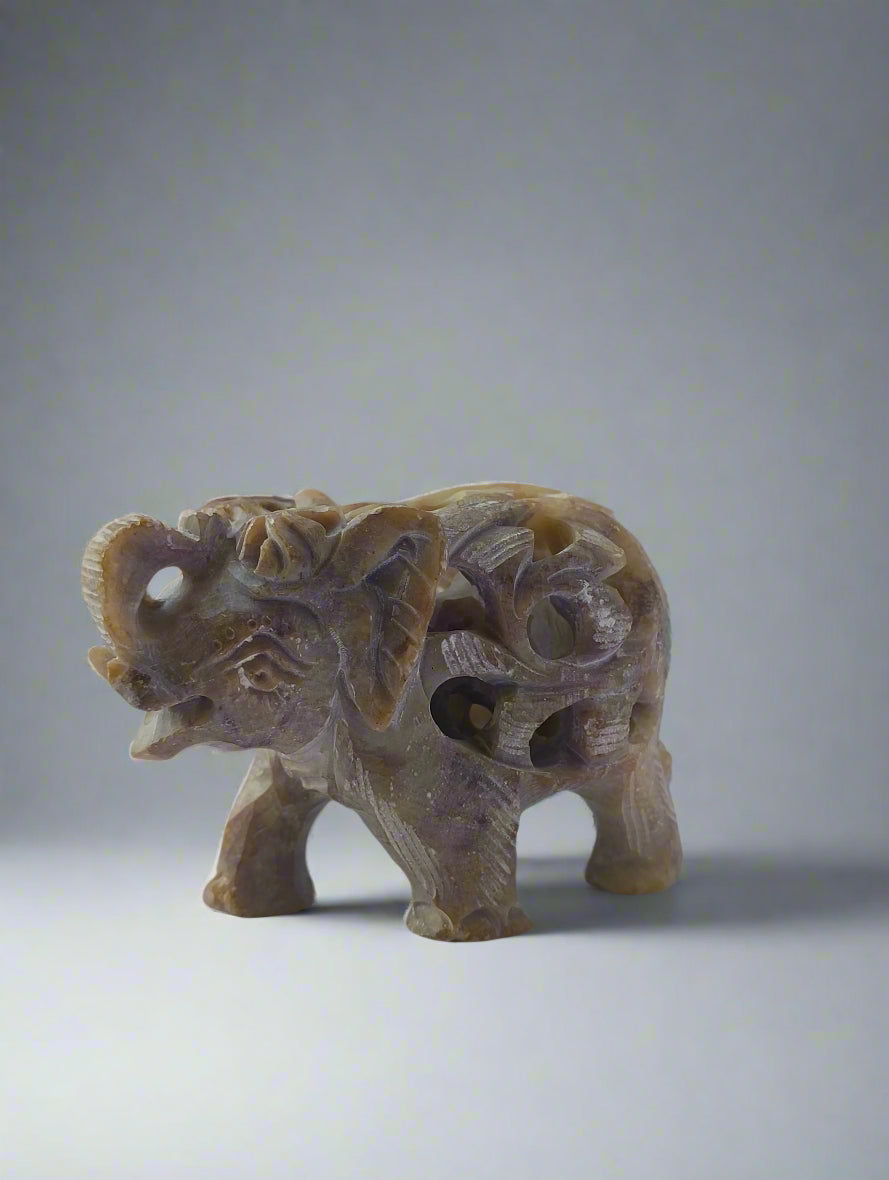 Anay – Hand-Carved Baby Elephant in Soft Stone | CRAFTO Banaras