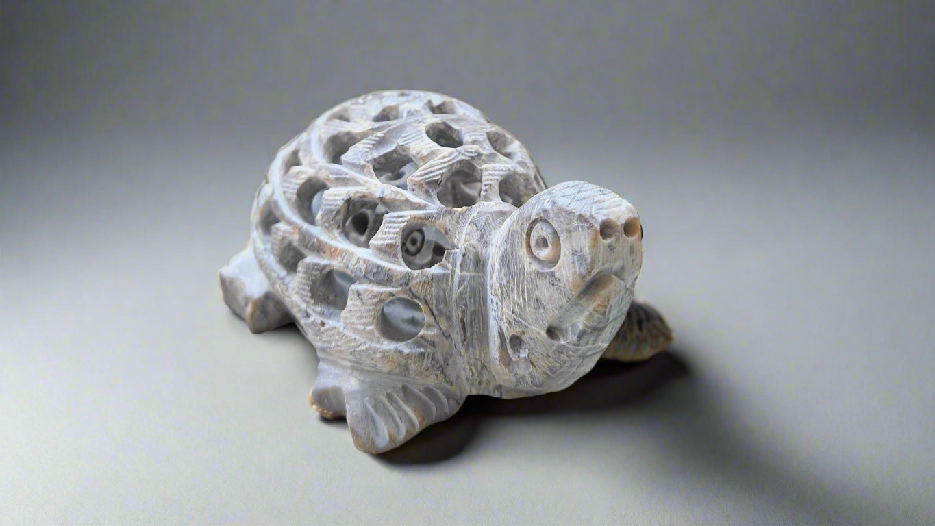 Kaari β Hand-Carved Mother Turtle with Baby Inside | Banaras Soft Stone Sculpture