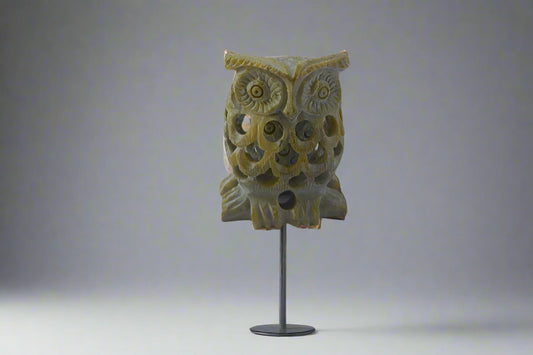 Chikoo – Hand-Carved Baby Owl with Inner Owl | Soft Stone Jali Miniature