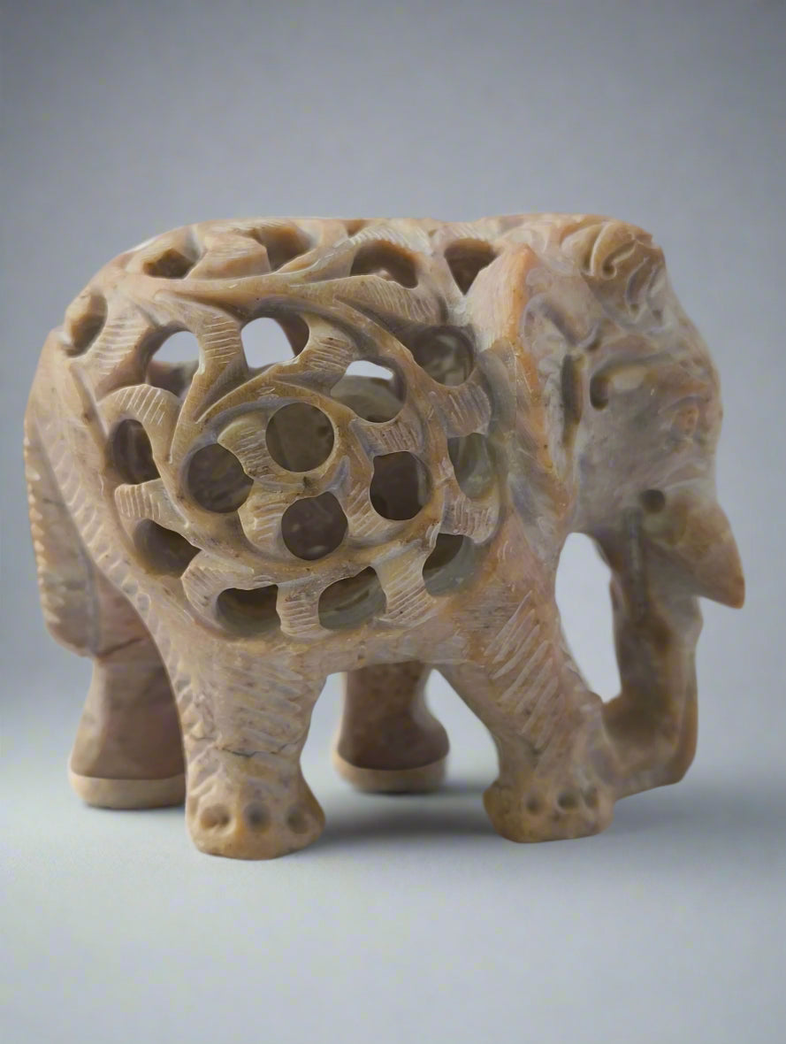 Maahi – Hand-Carved Mother Elephant | Banaras Soft Stone Jali