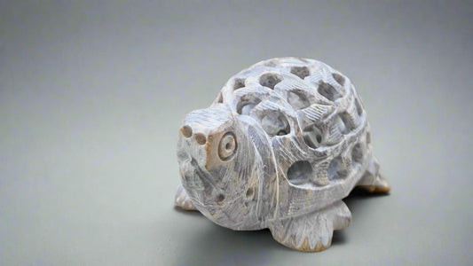 Kaari – Hand-Carved Mother Turtle with Baby Inside | Banaras Soft Stone Sculpture